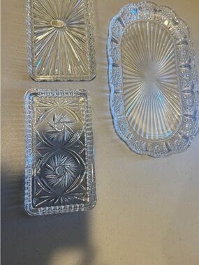 Clear Glass Tray Set - Elegant Starburst Pattern